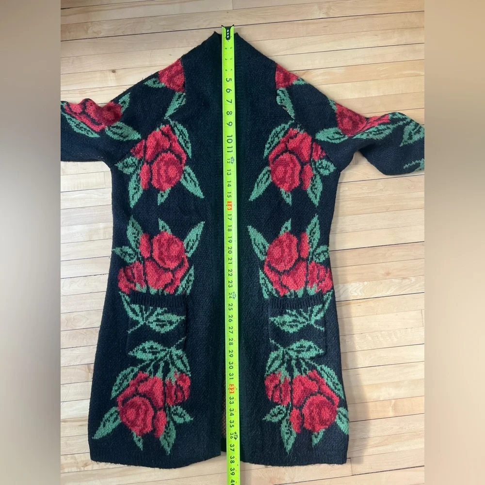 Cynthia Rowley Rose Floral Knit Open Front Long Cardigan - Picture 7 of 7